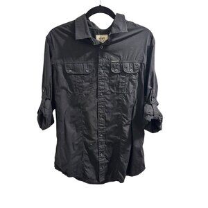 👗 2/$30 👗 Ecko Unltd Mens Black Button-Up Shirt Size M 100% Cotton Casual Wear